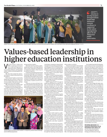 News Straits Time | 25 Disember 2023 : Values-based leadership in Higher Education Institutions